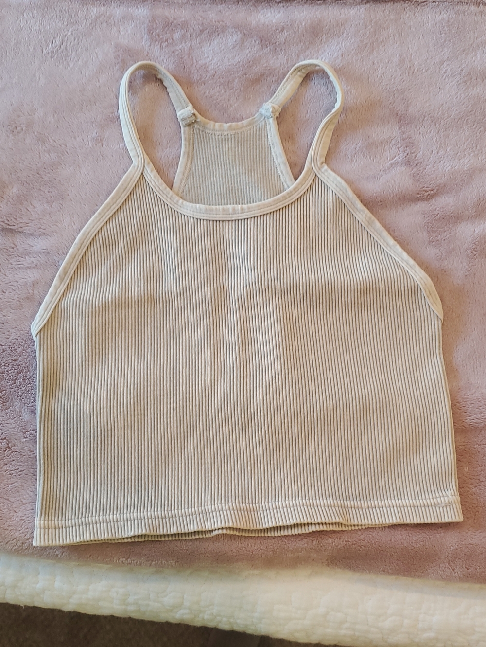 FP Movement by Free People Ribbed Cream High-Neck Crop Tank